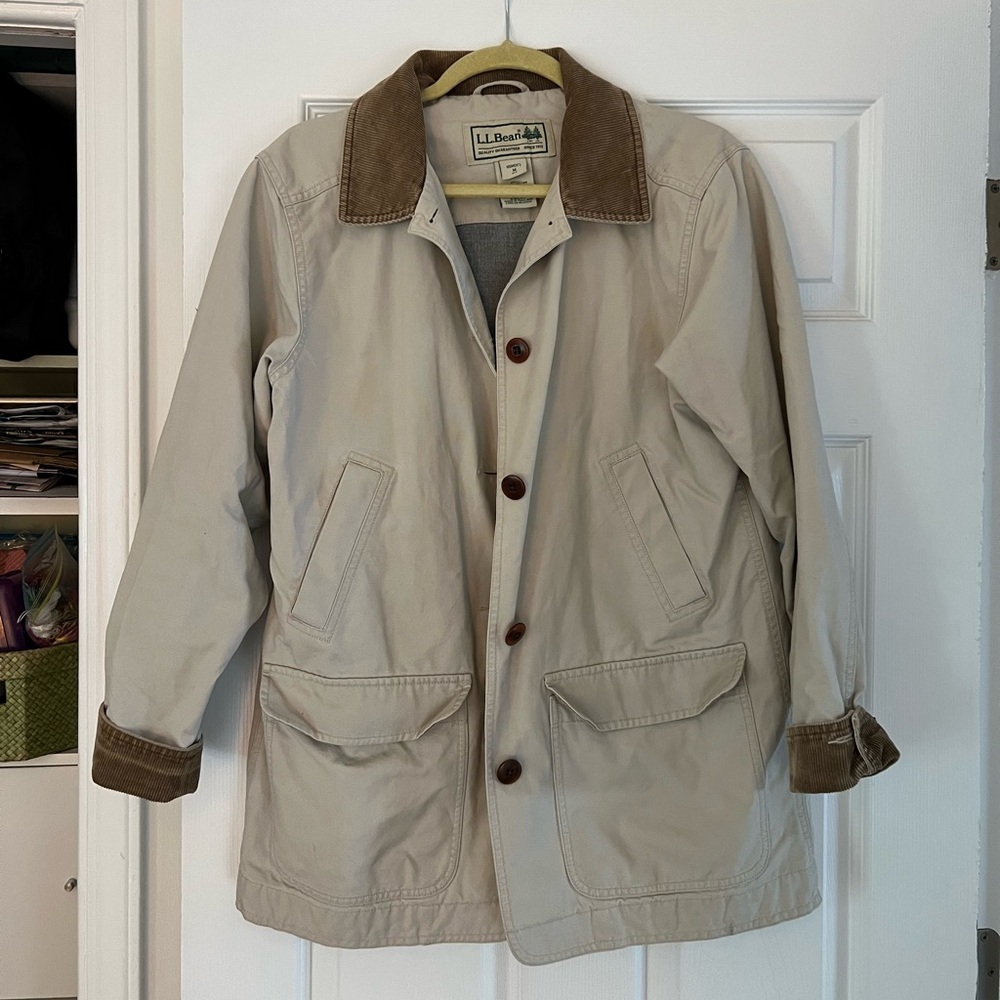 L.L. Bean Khaki Barn Coat with Flannel Lining Size M